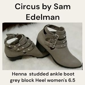 Circus by Sam Edelman Henna  studded ankle boot grey block Heel women's 6.5
